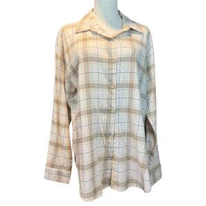 Copper Key Checked Plaid Button Front Flannel Shirt Size L JR